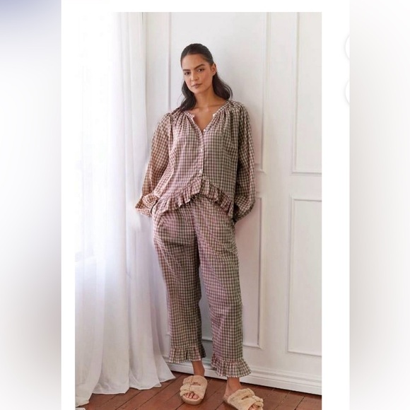 Other - Brown and White Checkered Blouse